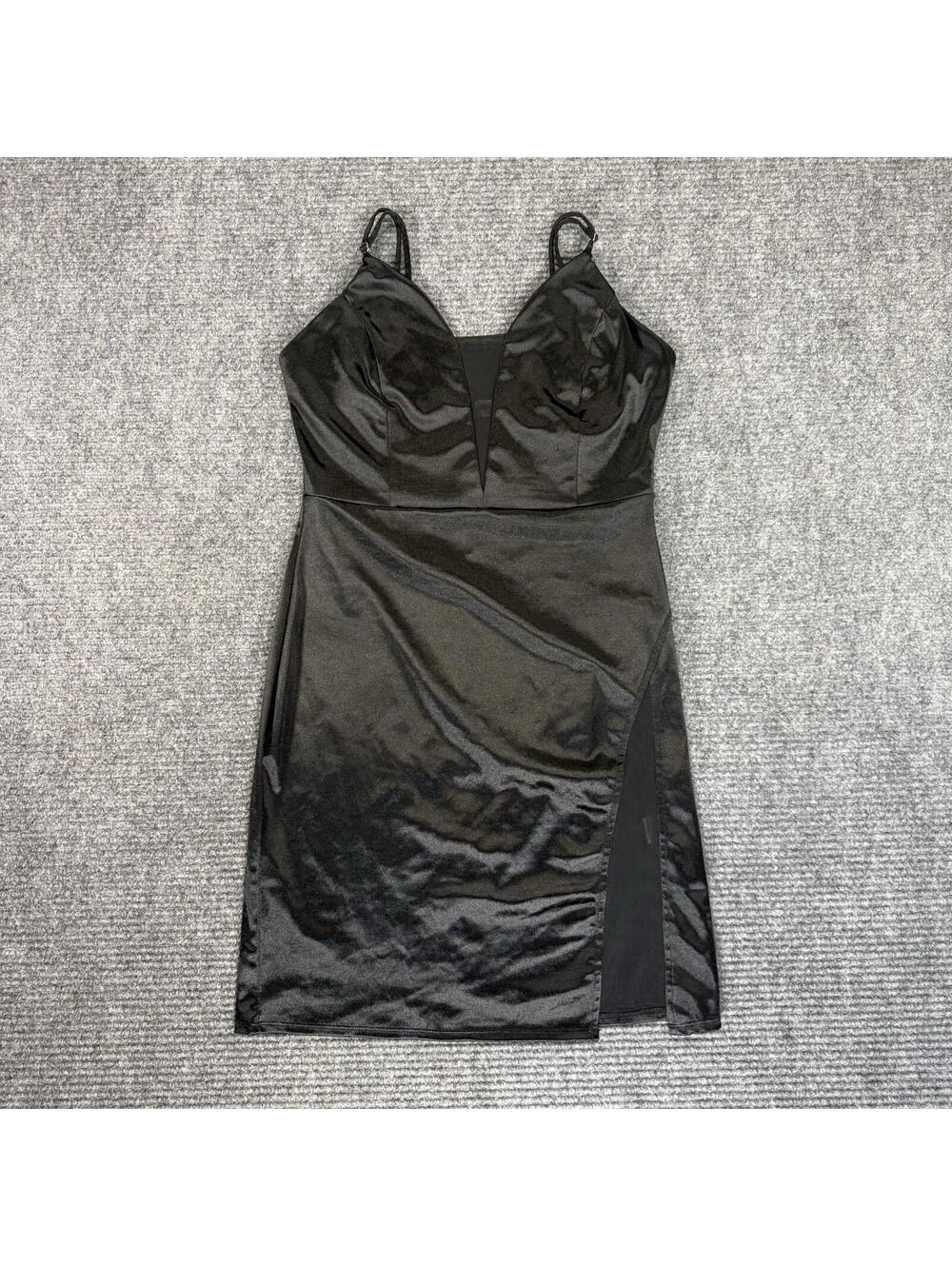 Women's Y2K Bustier Satin Black Mini Bodycon Dress Small Sleeveless NWT Size L